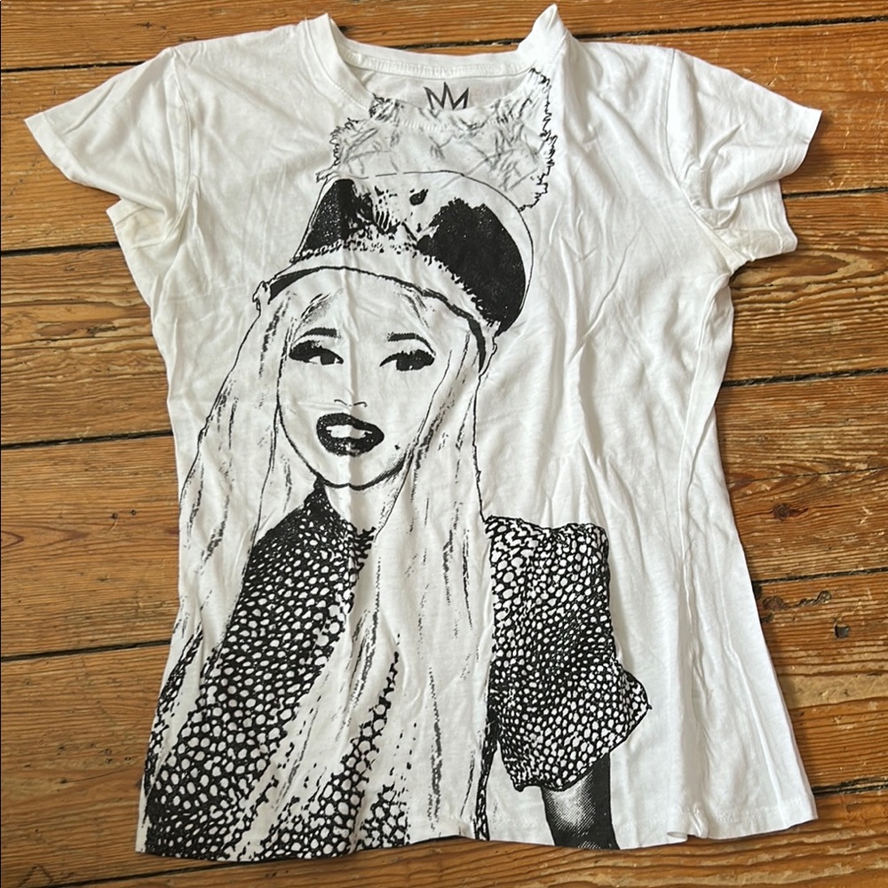 Nicki Minaj Black and White Graphic Fitted Short Sleeve Tee